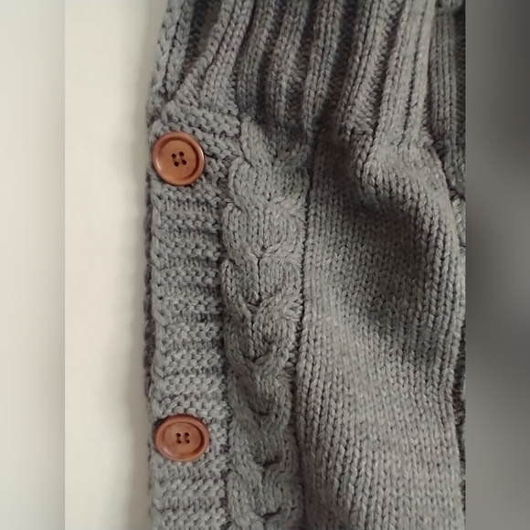 Newborn Baby Swaddle Blanket Knit Classic Preppy Cozy With Hood Gray - Picture 3 of 10